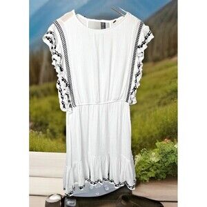 Free People Dress Sundress Mini Cut Out Backless Ruffle Embroidered Gauze Medium